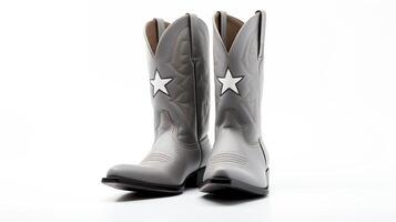 AI generated Grey Western Boots isolated on flat white background with copy space for advertisement. Generative AI photo