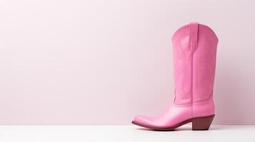 AI generated Pink Western Boots isolated on flat white background with copy space for advertisement. Generative AI photo