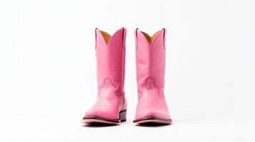 AI generated Pink Western Boots isolated on flat white background with copy space for advertisement. Generative AI photo