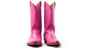 AI generated Pink Western Boots isolated on flat white background with copy space for advertisement. Generative AI photo