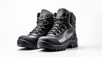 AI generated Charcoal Winter Boots isolated on flat white background with copy space for advertisement. Generative AI photo
