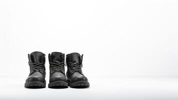 AI generated Charcoal Work Boots isolated on flat white background with copy space for advertisement. Generative AI photo