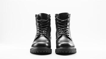 AI generated Charcoal Work Boots isolated on flat white background with copy space for advertisement. Generative AI photo