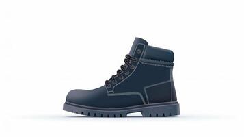 AI generated Navy Work Boots isolated on flat white background with copy space for advertisement. Generative AI photo