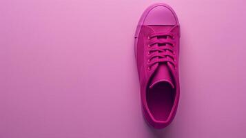 AI generated Magenta canvas shoes isolated on flat white background with copy space for advertisement. Generative AI photo