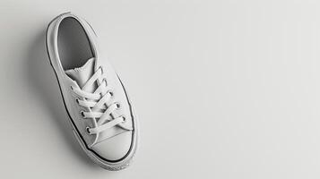 AI generated Silver canvas shoes isolated on flat white background with copy space for advertisement. Generative AI photo