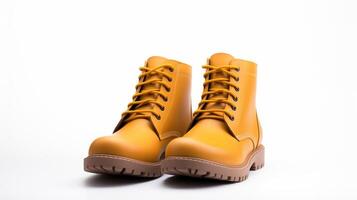 AI generated Amber Ankle Boots isolated on white background with copy space for advertisement. Generative AI photo