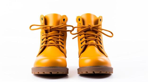 AI generated Amber Ankle Boots isolated on white background with copy space for advertisement. Generative AI photo