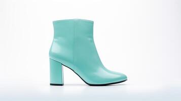 AI generated Cyan Ankle Boots isolated on white background with copy space for advertisement. Generative AI photo