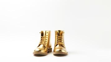 ai generado oro tobillo botas aislado en blanco antecedentes con Copiar espacio para anuncio publicitario. generativo ai foto