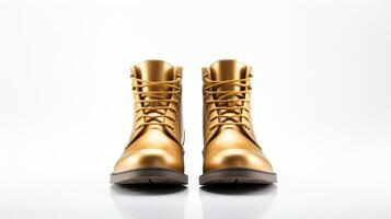 AI generated Gold Ankle Boots isolated on white background with copy space for advertisement. Generative AI photo