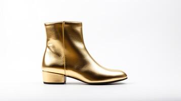 AI generated Gold Ankle Boots isolated on white background with copy space for advertisement. Generative AI photo