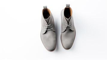AI generated Grey Ankle Boots isolated on white background with copy space for advertisement. Generative AI photo