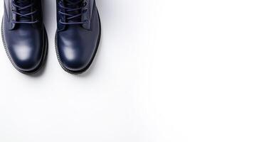 AI generated Indigo Ankle Boots isolated on white background with copy space for advertisement. Generative AI photo