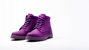 AI generated Purple Ankle Boots isolated on white background with copy space for advertisement. Generative AI photo