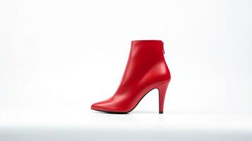 AI generated Red Ankle Boots isolated on white background with copy space for advertisement. Generative AI photo