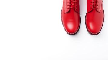 AI generated Red Ankle Boots isolated on white background with copy space for advertisement. Generative AI photo