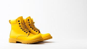 AI generated Yellow Ankle Boots isolated on white background with copy space for advertisement. Generative AI photo