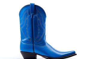 AI generated Blue Cowboy Boots isolated on white background with copy space for advertisement. Generative AI photo