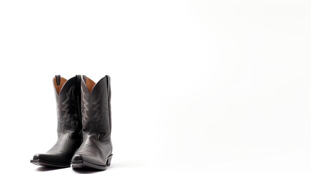 AI generated Charcoal Cowboy Boots isolated on white background with copy space for advertisement. Generative AI photo