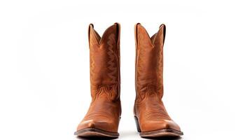 AI generated Brown Cowboy Boots isolated on white background with copy space for advertisement. Generative AI photo