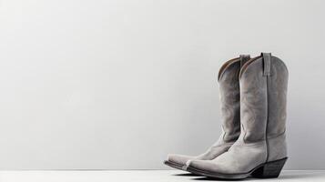 AI generated Grey Cowboy Boots isolated on white background with copy space for advertisement. Generative AI photo