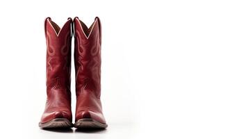 AI generated Maroon Cowboy Boots isolated on white background with copy space for advertisement. Generative AI photo