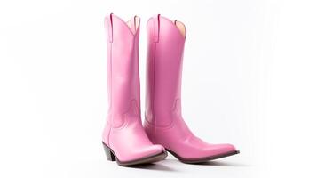 AI generated Pink Cowboy Boots isolated on white background with copy space for advertisement. Generative AI photo