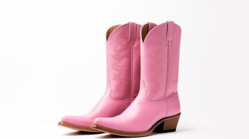 AI generated Pink Cowboy Boots isolated on white background with copy space for advertisement. Generative AI photo