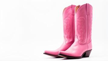 AI generated Pink Cowboy Boots isolated on white background with copy space for advertisement. Generative AI photo