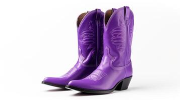 AI generated Purple Cowboy Boots isolated on white background with copy space for advertisement. Generative AI photo