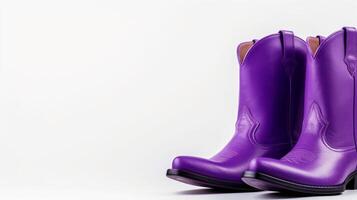 AI generated Purple Cowboy Boots isolated on white background with copy space for advertisement. Generative AI photo