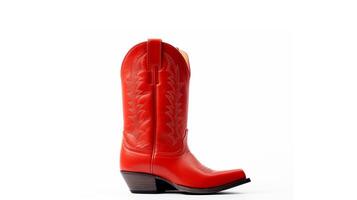 AI generated Red Cowboy Boots isolated on white background with copy space for advertisement. Generative AI photo