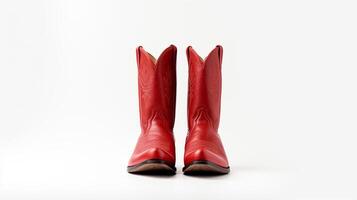 AI generated Red Cowboy Boots isolated on white background with copy space for advertisement. Generative AI photo