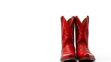 AI generated Red Cowboy Boots isolated on white background with copy space for advertisement. Generative AI photo