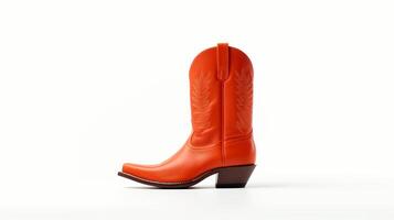 AI generated Vermilion Cowboy Boots isolated on white background with copy space for advertisement. Generative AI photo