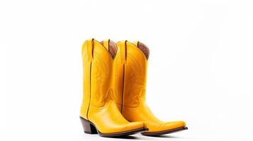 AI generated Yellow Cowboy Boots isolated on white background with copy space for advertisement. Generative AI photo