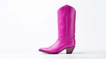 AI generated magenta Cowboy Boots isolated on white background with copy space for advertisement. Generative AI photo