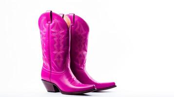 AI generated magenta Cowboy Boots isolated on white background with copy space for advertisement. Generative AI photo