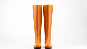 AI generated Amber Knee High Boots isolated on white background with copy space for advertisement. Generative AI photo