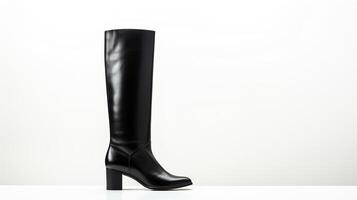 AI generated Black Knee High Boots isolated on white background with copy space for advertisement. Generative AI photo