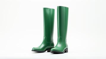 AI generated Green Knee High Boots isolated on white background with copy space for advertisement. Generative AI photo