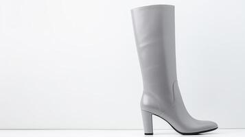 AI generated Grey Knee High Boots isolated on white background with copy space for advertisement. Generative AI photo