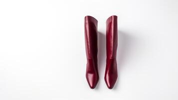 AI generated Maroon Knee High Boots isolated on white background with copy space for advertisement. Generative AI photo