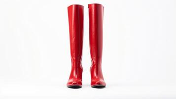 AI generated Red Knee High Boots isolated on white background with copy space for advertisement. Generative AI photo