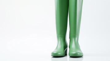 AI generated Green Over the Knee Boots isolated on white background with copy space for advertisement. Generative AI photo