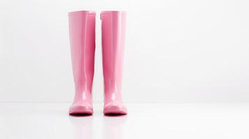AI generated Pink Over the Knee Boots isolated on white background with copy space for advertisement. Generative AI photo