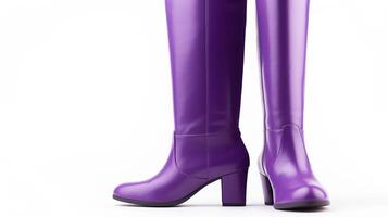 AI generated Purple Over the Knee Boots isolated on white background with copy space for advertisement. Generative AI photo