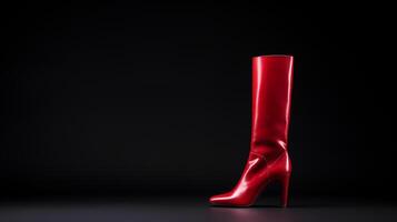 AI generated Red Over the Knee Boots isolated on white background with copy space for advertisement. Generative AI photo