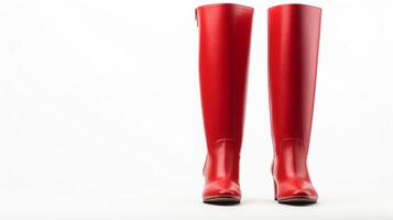AI generated Red Over-the-Knee Boots isolated on white background with copy space for advertisement. Generative AI photo